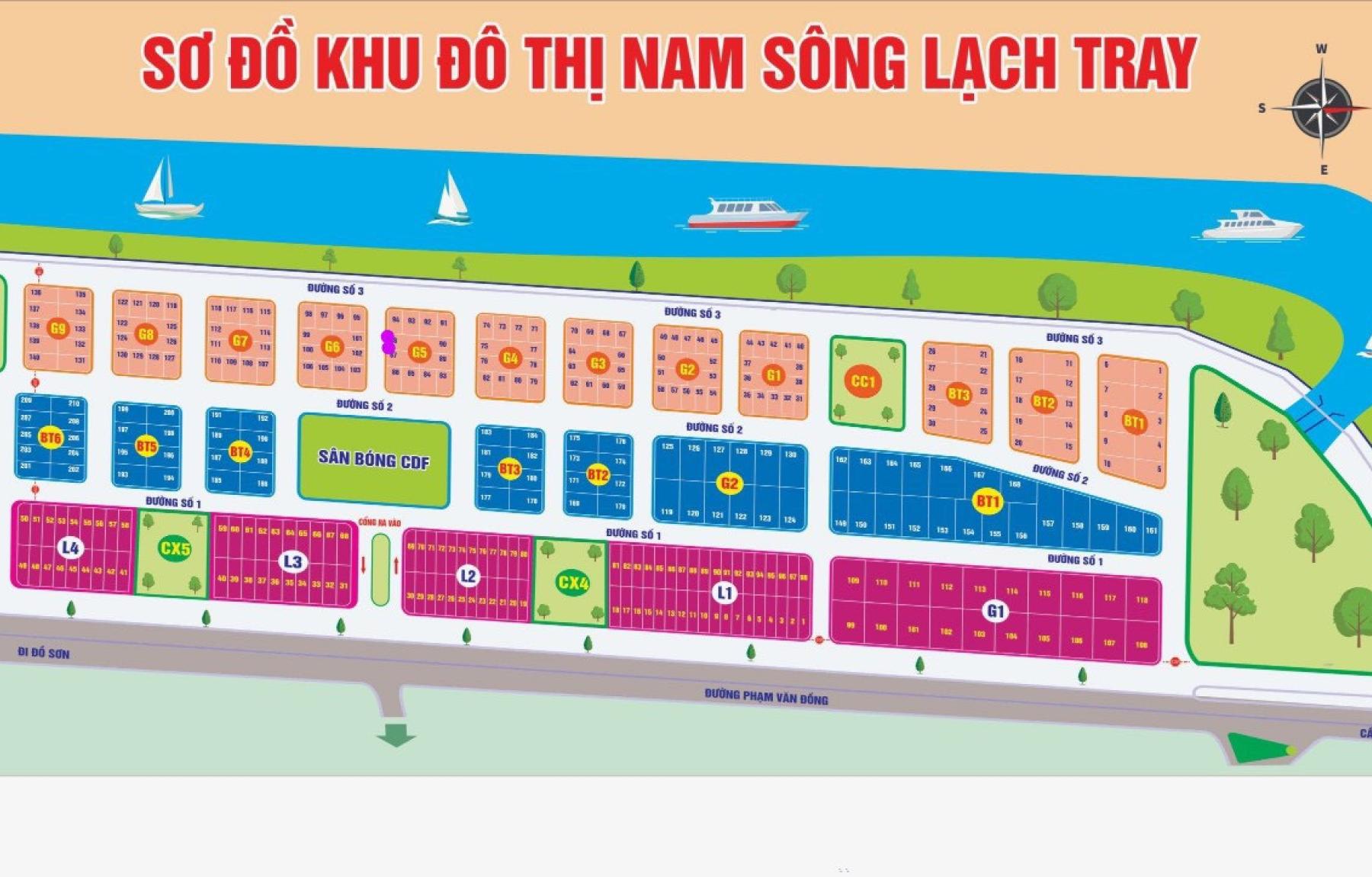 Lô đất biệt thự 276m2 khu đô thị Nam Sông Lạch Tray, Q Dương Kinh