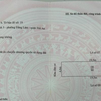 Lô đất 90m2 lô 16MR Lê Hồng Phong, Tây Trung Hành, Hải An