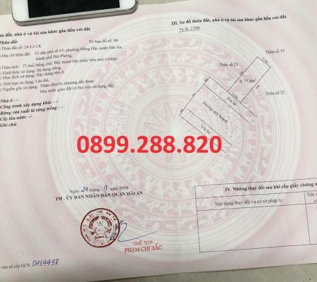 Lô đất 77,4m2 đường Trần Hoàn, Lê Hồng Phong, Q Hải An