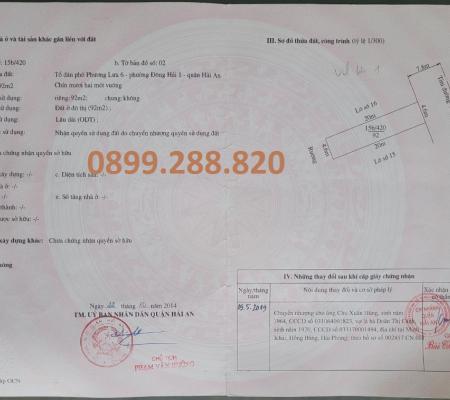 Lô đất 92m2 mặt đường Vĩnh Lưu, P Đông Hải 1, Q Hải An