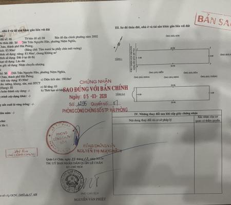 Nhà 3 tầng ngõ 266 Trần Nguyên Hãn thuận tiện kinh doanh buôn bán
