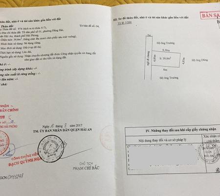 Nhà 3 tầng ngõ 36/417 Đằng Hải, Q Hải An, Tp Hải Phòng