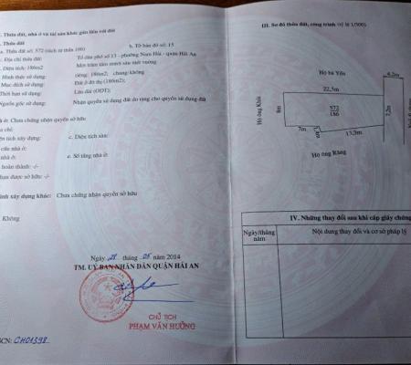 Đất 302m2 gần chợ cá Xâm Bồ, Nam Hải, Hải An